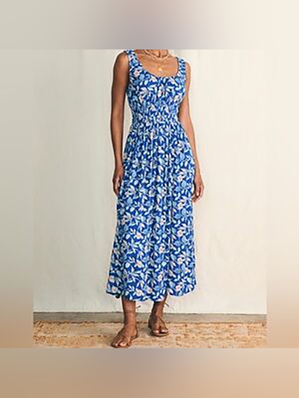 Faherty Sunseeker Smocked Waist Midi dress
